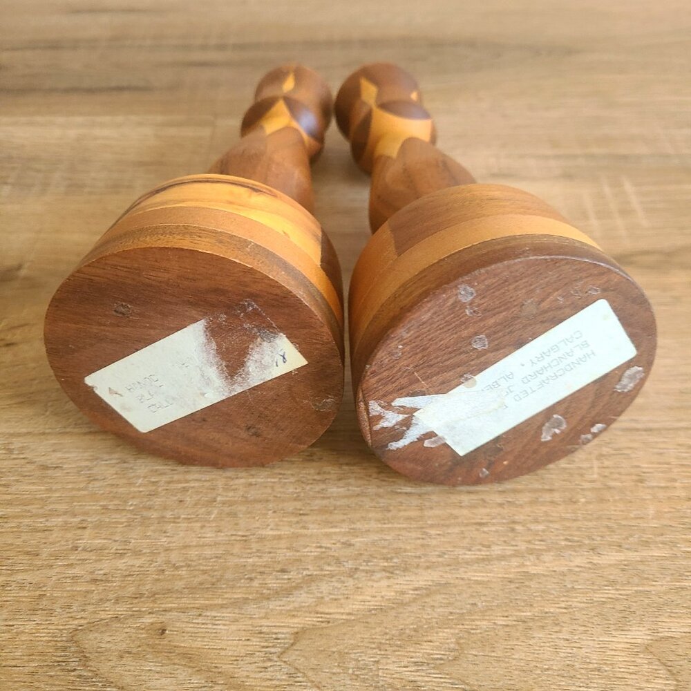 Handcrafted in Calgary Alberta pair of wooden candleholders. - Picture 7 of 10